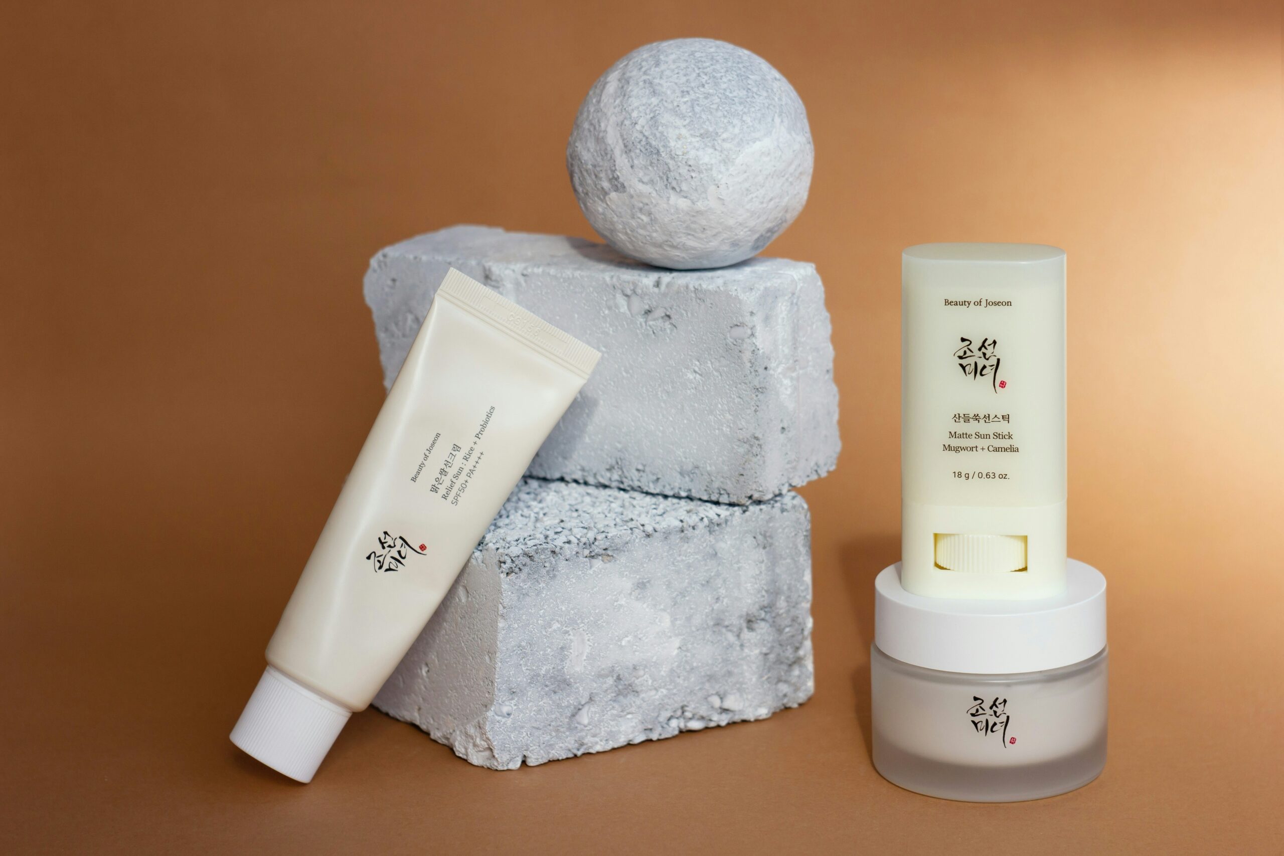Korean skincare products arranged neatly